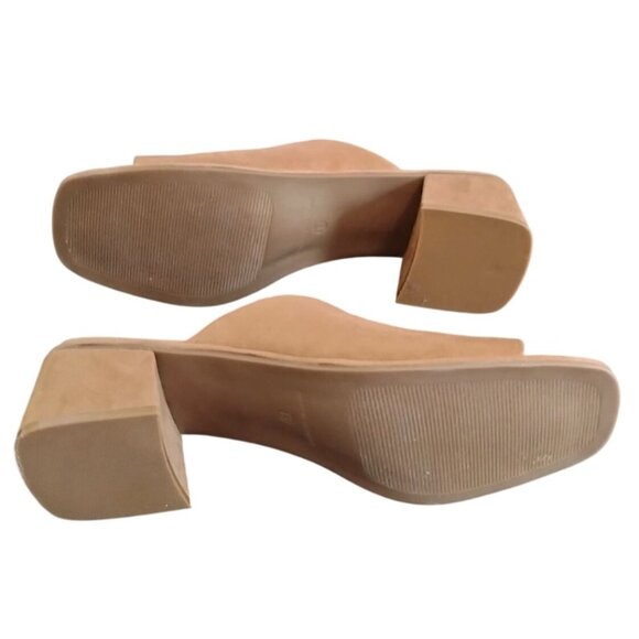 Amazon Essentials Mules Size 13 Tan Faux Suede Block-Heel Memory Foam Cushion - Picture 8 of 8